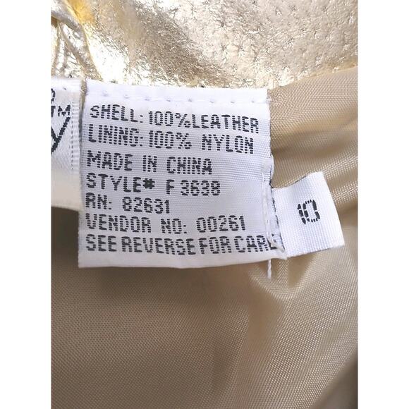 Designer Vintag 80s GOLD Metallic Leather Moto Jacket Sz 10 Short Punk Rock Glam - Picture 15 of 16